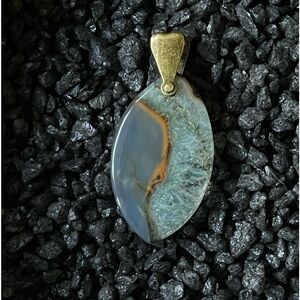 Quartz Agate Pendant Natural Stone 1 1/2” x 1” Unique Shape. Great gift.